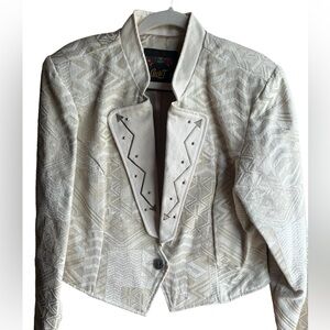 Circle T Western Cowgirl Jacket Women Size Large Beige Jacquard print, new